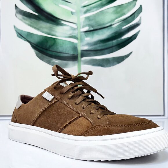 UGG Alameda Lace Up Chestnut/Gold Low Top Suede Sneaker Size 11 - Picture 2 of 15